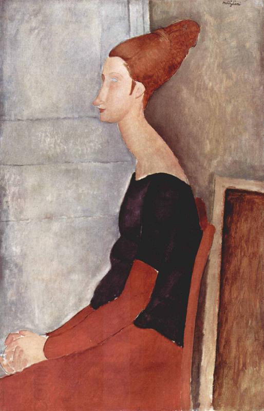 Amedeo Modigliani Portrader Jeanne Heuterne in dunkler Kleidung oil painting picture